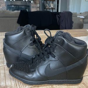 Nike dunk ski high black wedge shoe size 8